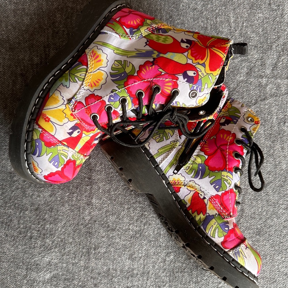 Combat Boots -  Satin Tropical Pattern